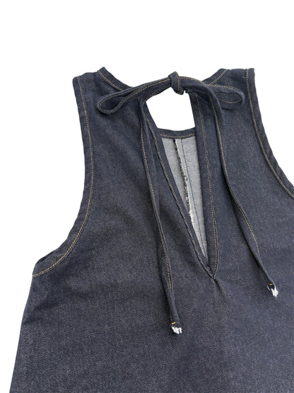 Ribbon denim mini op