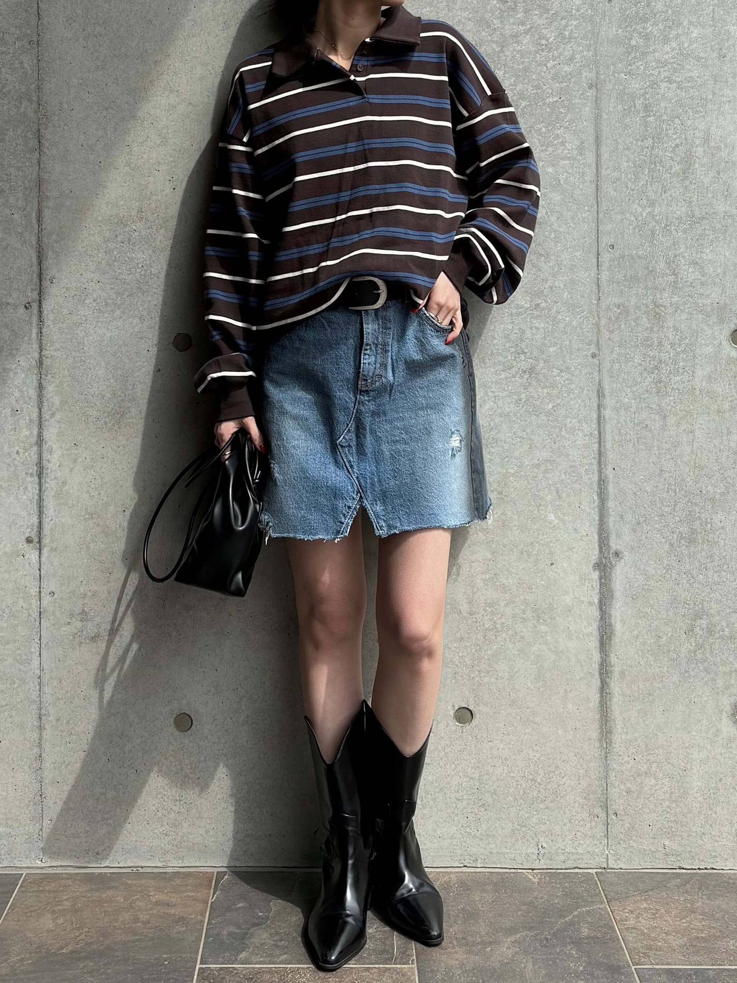 DAMAGE DENIM MINI SKIRT