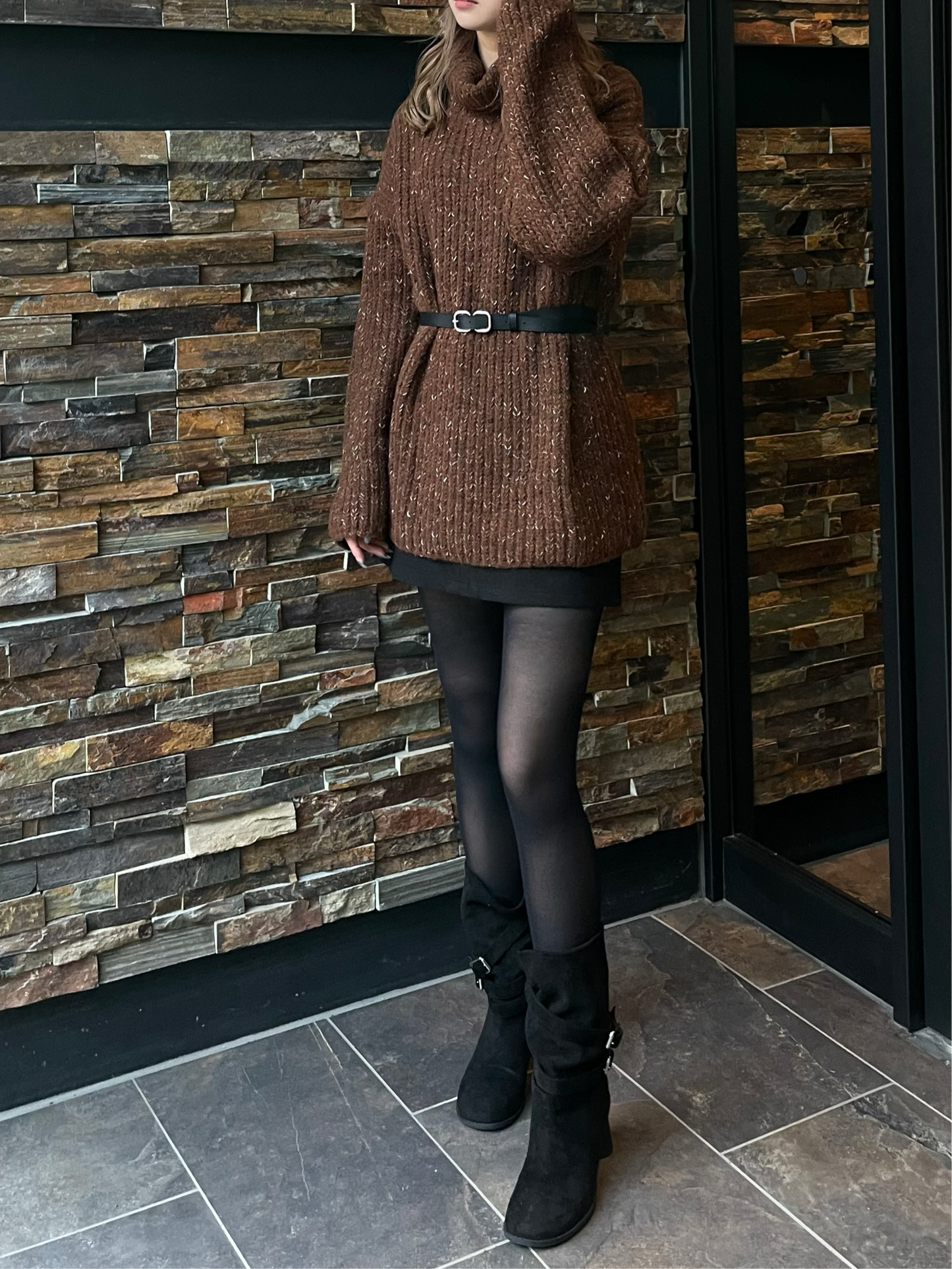 OVER TURTLE MIX KNIT