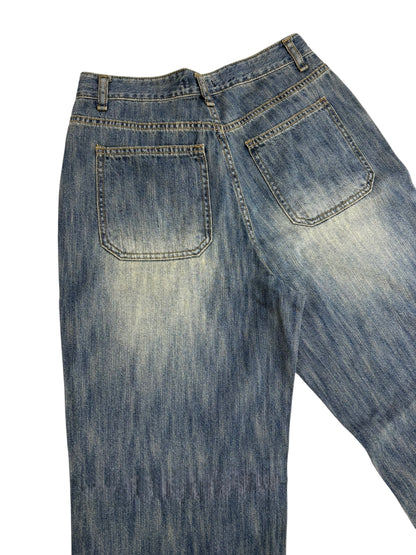 Straight wide wash jeans