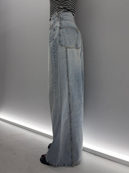 W pocket wide denim