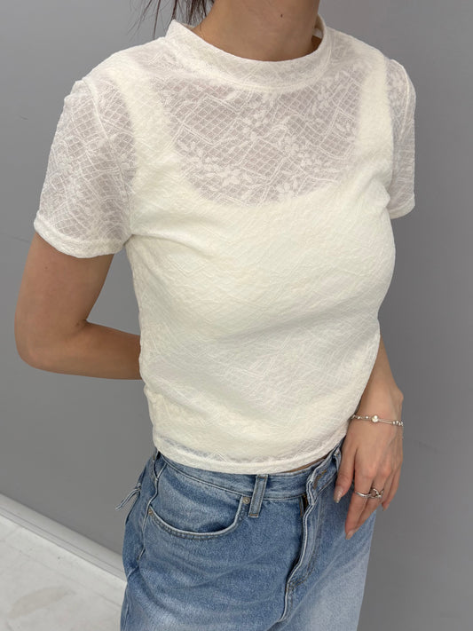 Lace sheer T-shirt