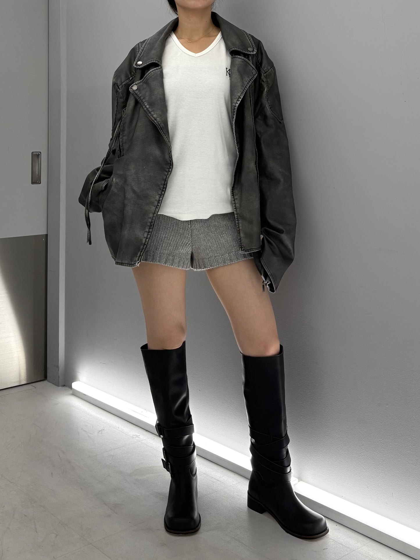 Wool knit short pants