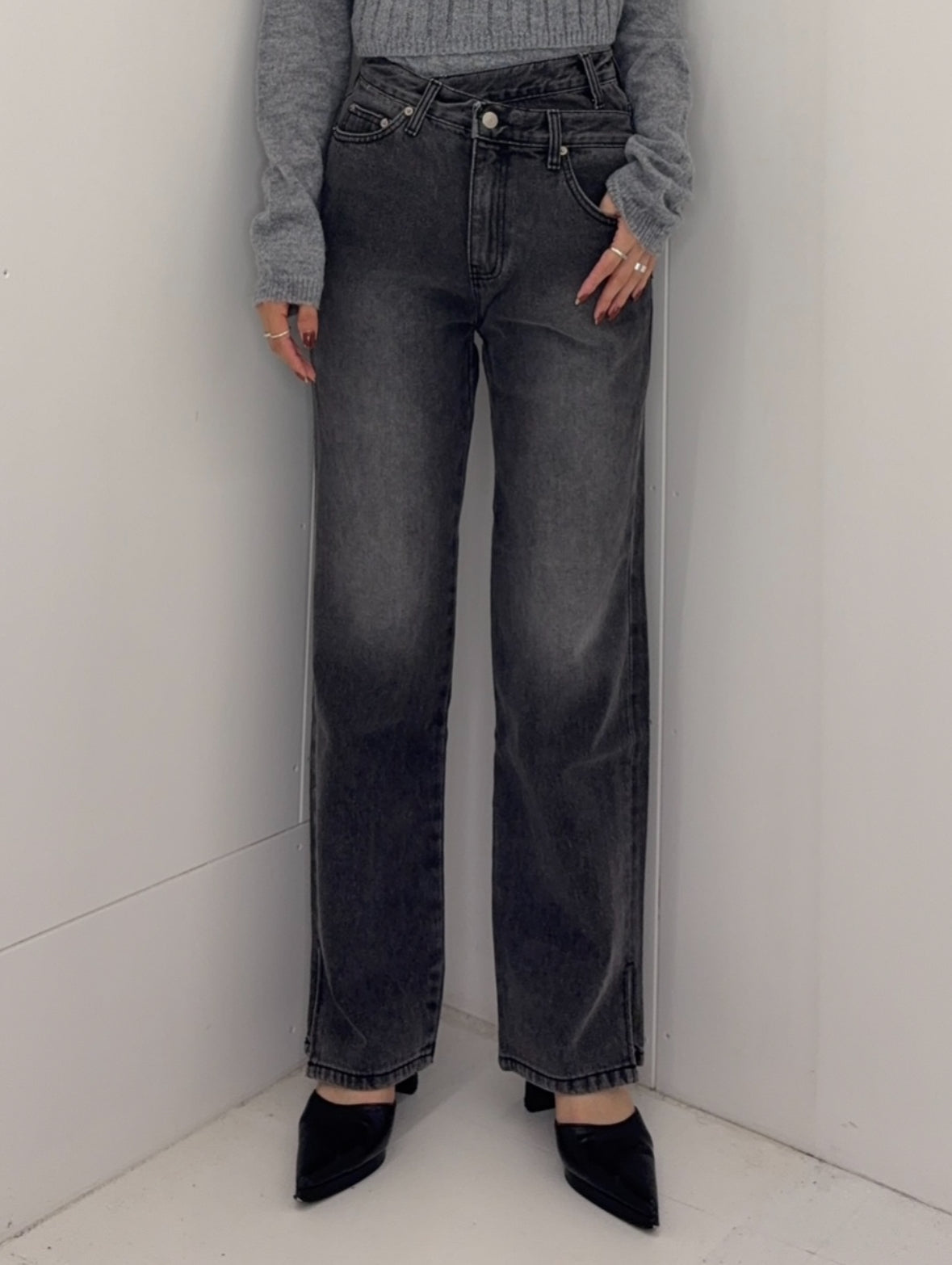 Unbalance h/w straight jeans