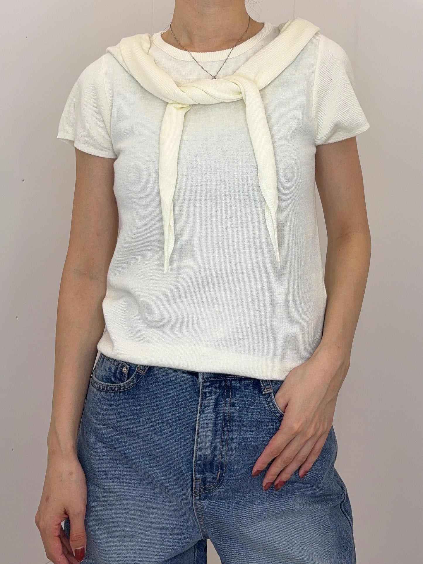 Scarf half knit tops