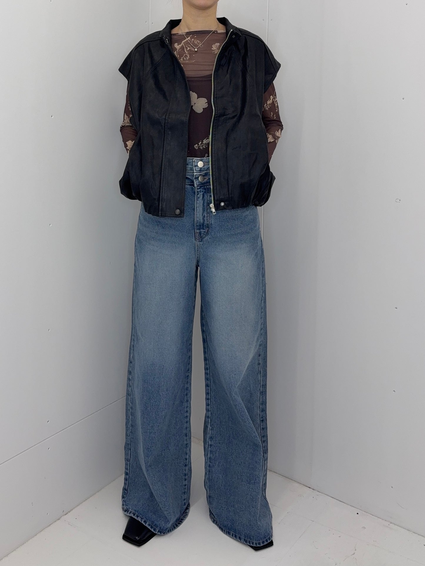 Vintage flower sheer tops