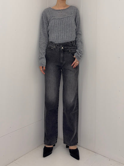 Unbalance h/w straight jeans