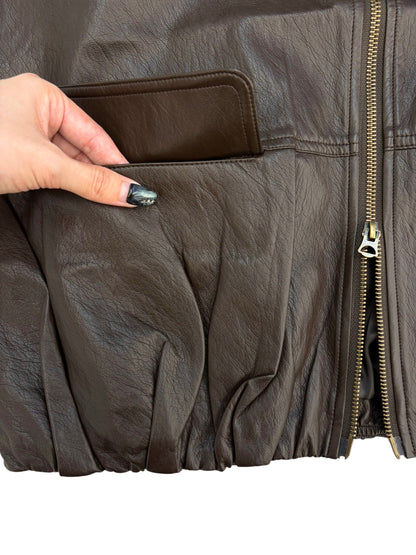 Collarless leather vest