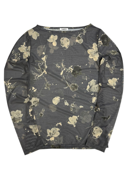 Vintage flower sheer tops