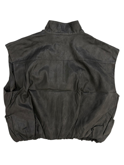 High neck leather vest