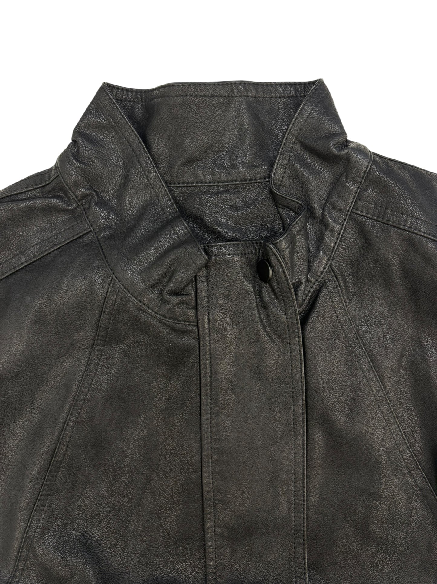 High neck leather vest