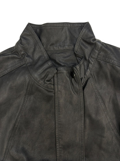 High neck leather vest