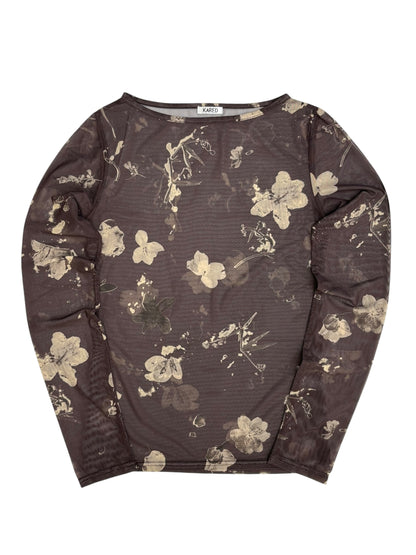 Vintage flower sheer tops