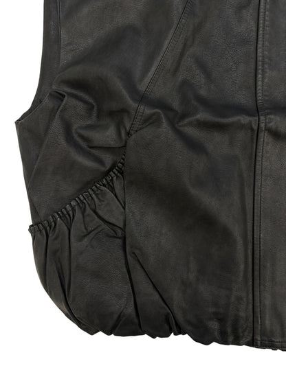 High neck leather vest
