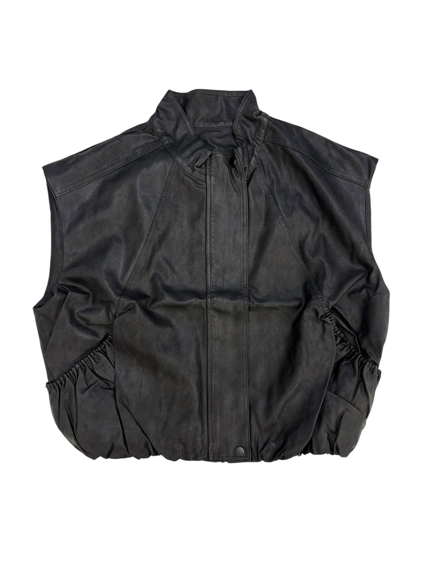 High neck leather vest