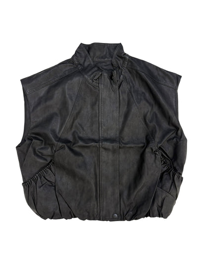 High neck leather vest