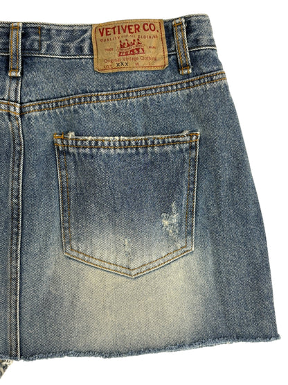 Unbalance denim mini sk