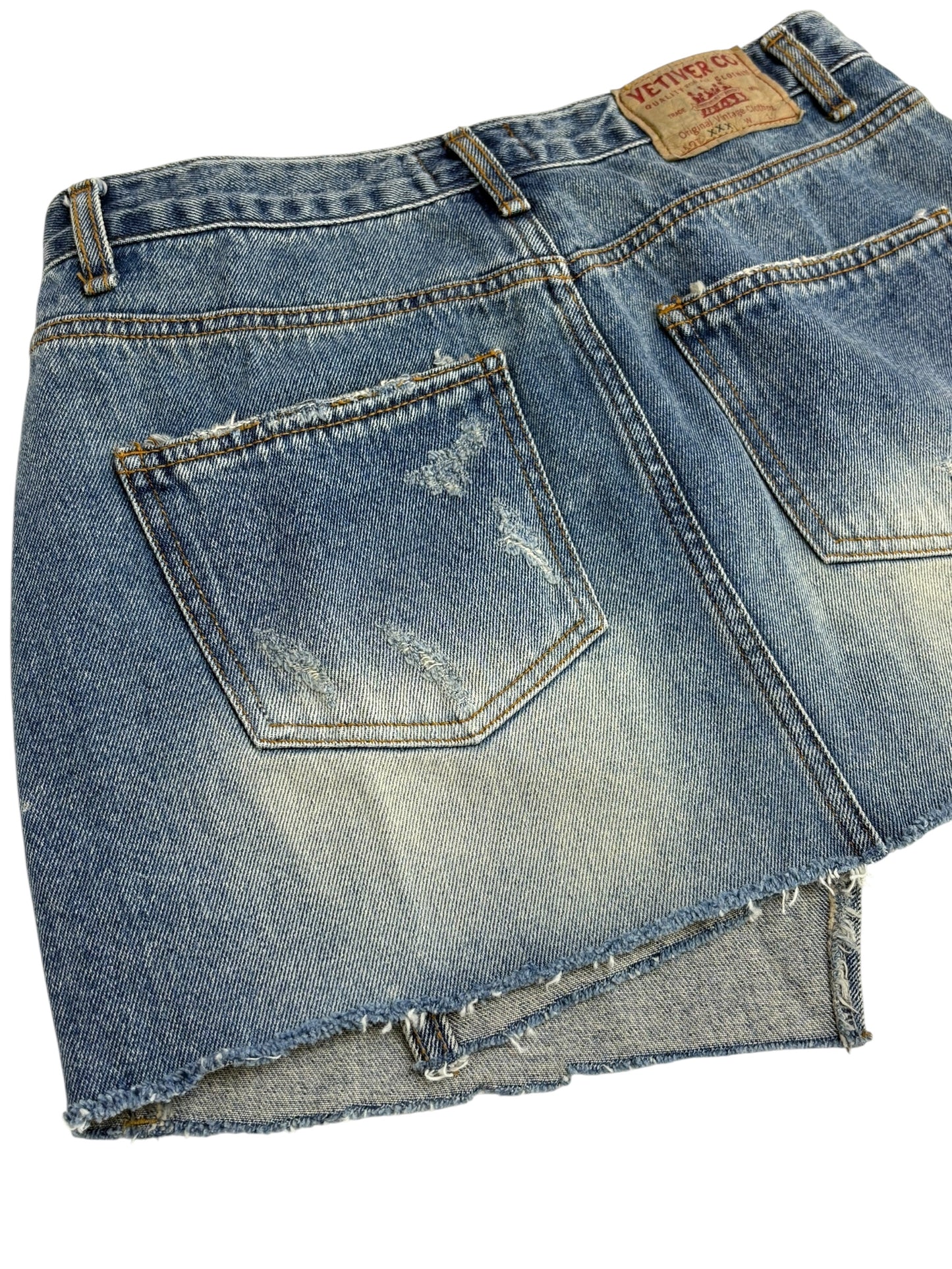 Unbalance denim mini sk