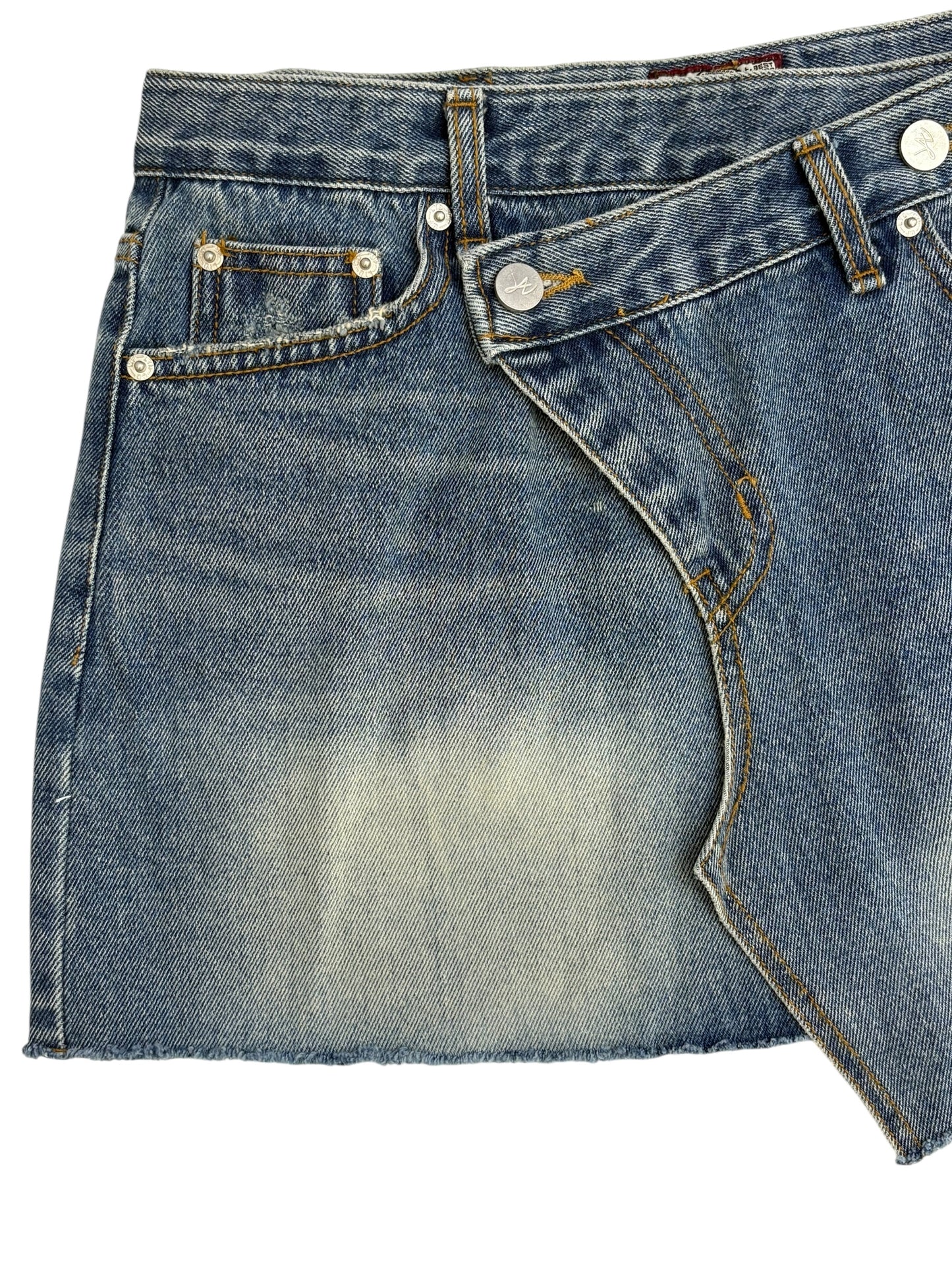 Unbalance denim mini sk