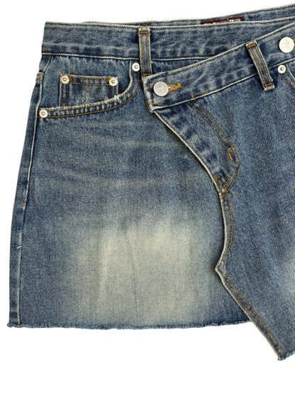 Unbalance denim mini sk