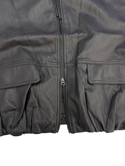 Collarless leather vest